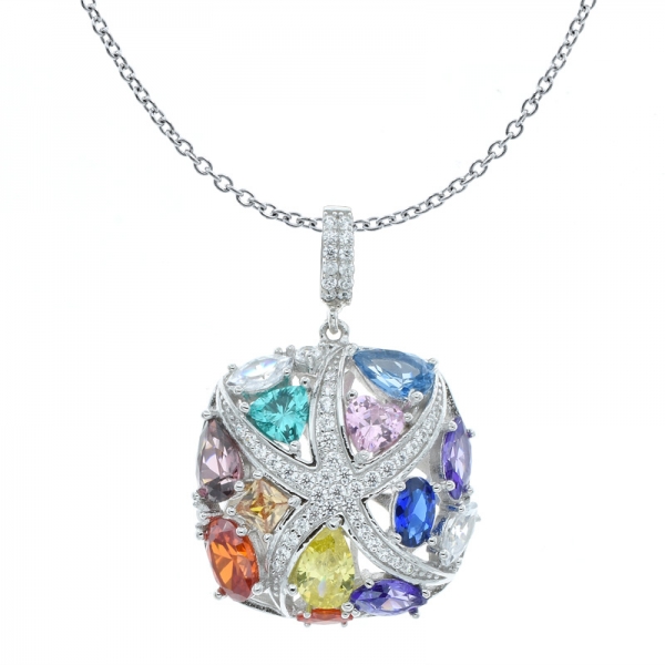 Wholesale 925 Sterling Silver Multicolor Stones Pendant 