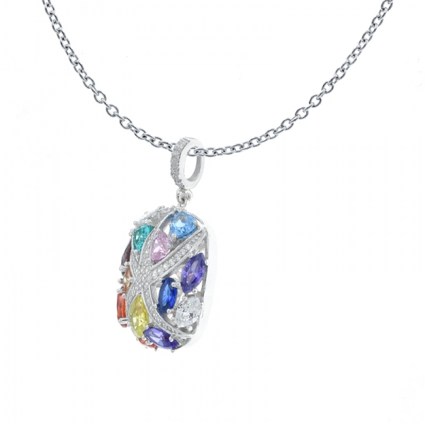 Wholesale 925 Sterling Silver Multicolor Stones Pendant 