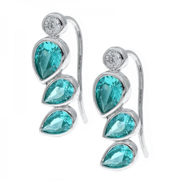 Wholesale lovely 925 Sterling Silver Paraiba Leaf Earrings 