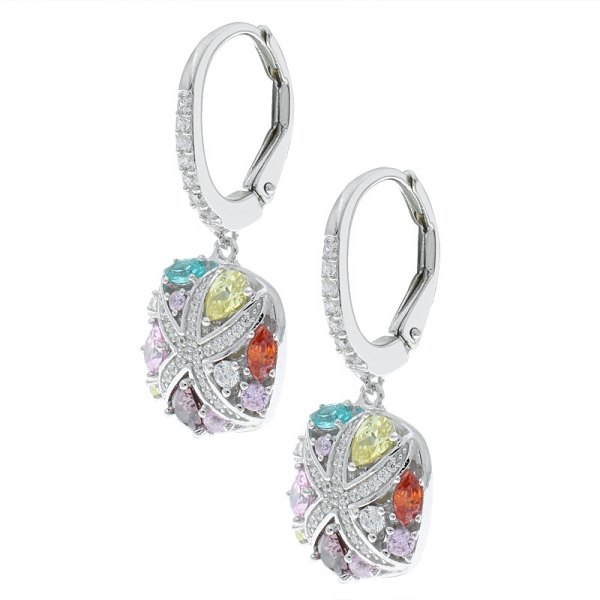 Wholesale 925 Sterling Silver Multicolor Stones Earrings 