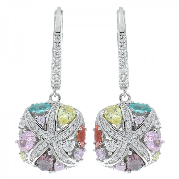 Wholesale 925 Sterling Silver Multicolor Stones Earrings 