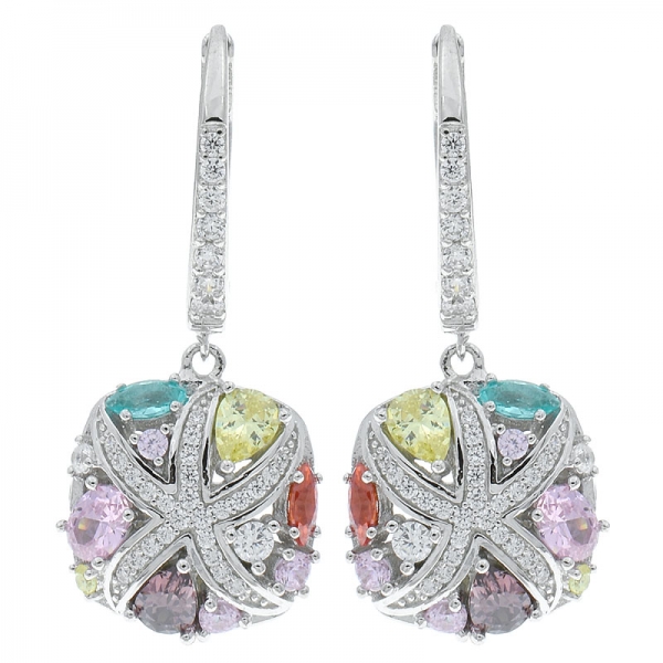 Wholesale 925 Sterling Silver Multicolor Stones Earrings 