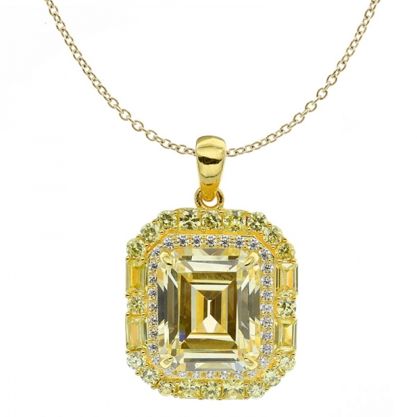 Wholesale 925 Sterling Silver Diamond Yellow CZ Pendant 