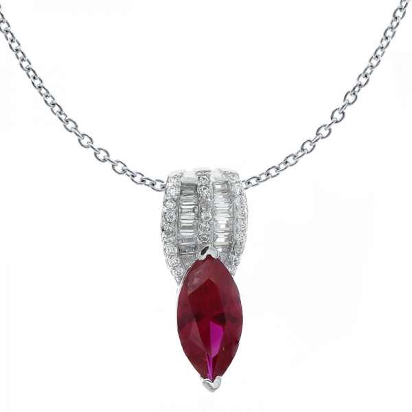 Wholesale 925 Sterling Silver Red Corundum Jewelry Pendant 