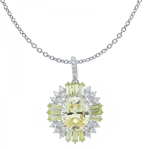 Wholesale Pendant Silver Jewelry With Diamond Yellow CZ 