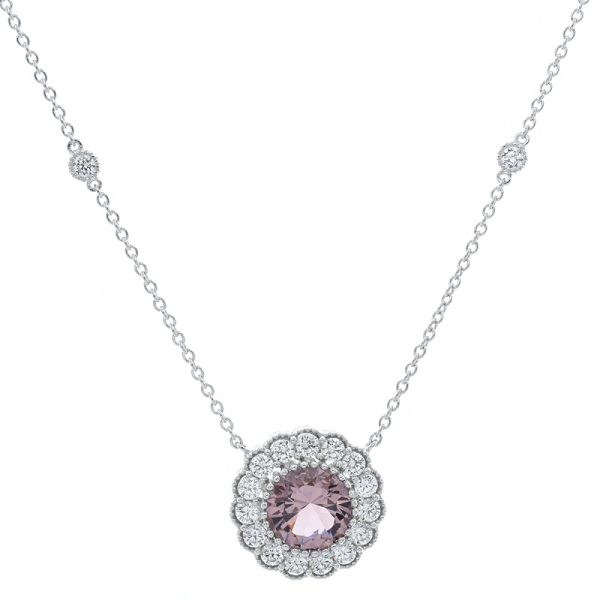 Wholesale 925 Sterling Silver Morganite Nano Necklace 