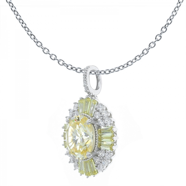 Wholesale Pendant Silver Jewelry With Diamond Yellow CZ 