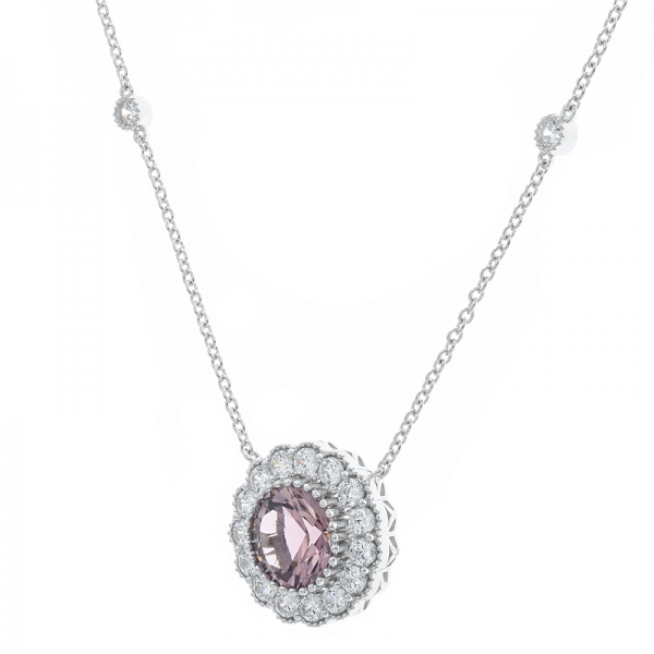 Wholesale 925 Sterling Silver Morganite Nano Necklace 