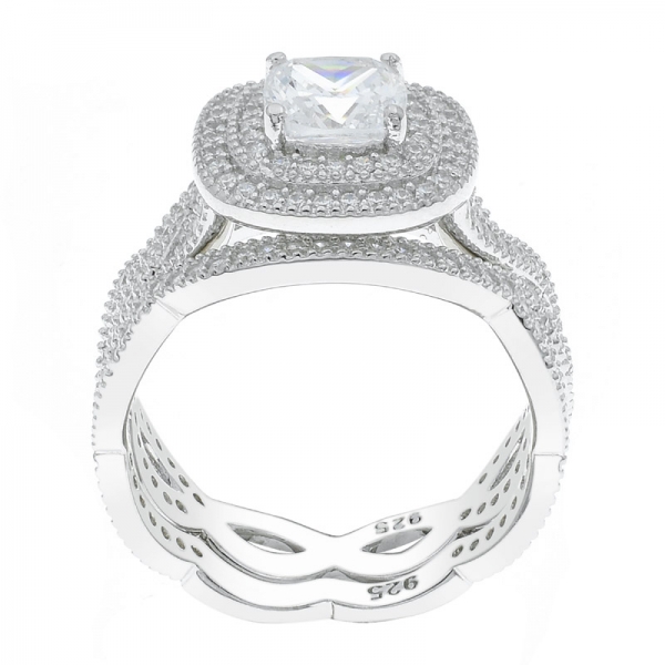 China 925 Sterling Silver White CZ Ring With Twist Band 