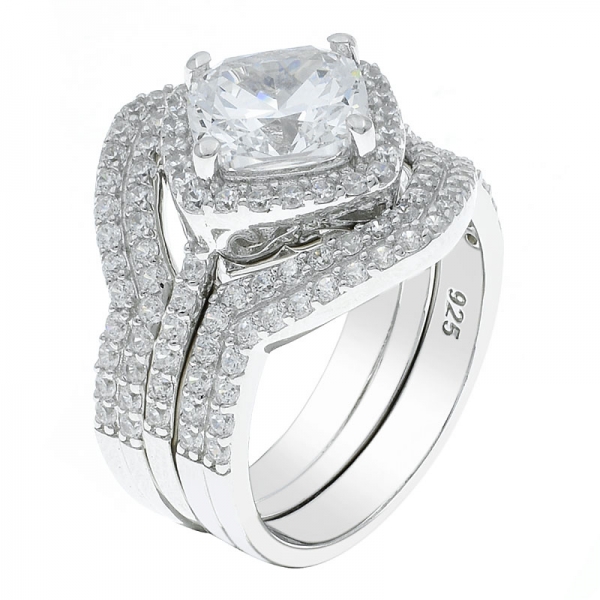 China 925 Sterling Silver White CZ Jewelry Ring 