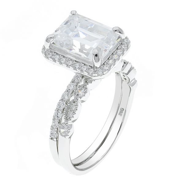 China 925 Sterling Silver White CZ Ring Set 