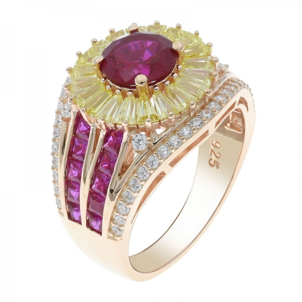 China 925 Sterling Silver Baguette Flower Ring 