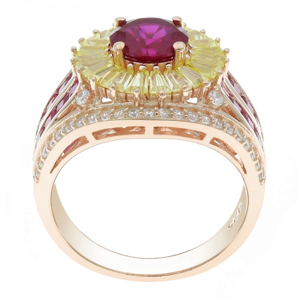 China 925 Sterling Silver Baguette Flower Ring 