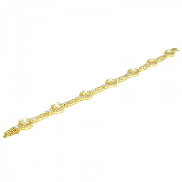 China 925 Sterling Silver Gold Plated Bracelet With Diamond Yellow CZ 