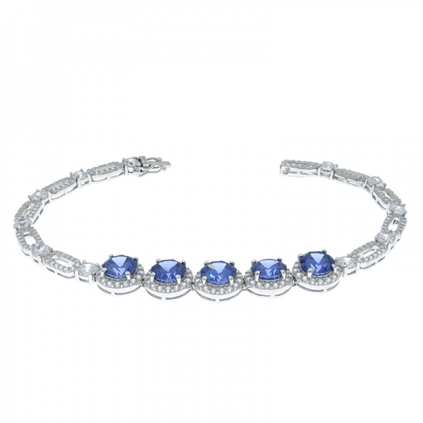 Wholesale 925 Sterling Silver Tanzanite CZ Bracelet 