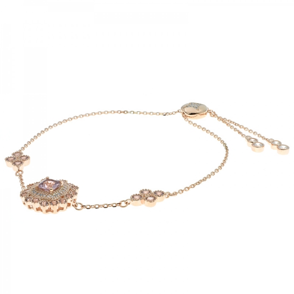 China 925 Sterling Silver Morganite Nano Bolo Bracelet 