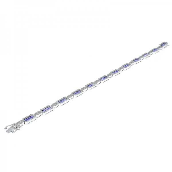 China 925 Sterling Silver Baguette Bracelet For Ladies 