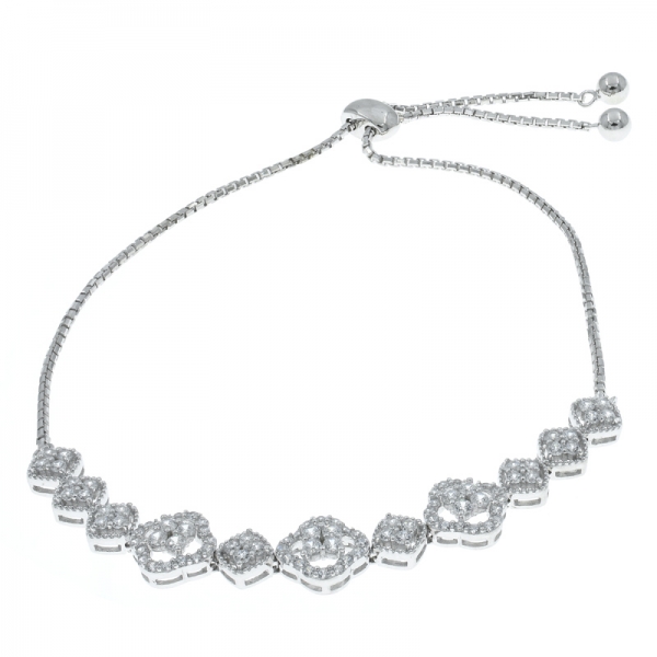 Wholesale 925 Sterling Silver White CZ Bolo Bracelet 