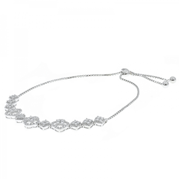 Wholesale 925 Sterling Silver White CZ Bolo Bracelet 