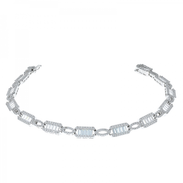 China 925 Sterling Silver Baguette Bracelet For Ladies 