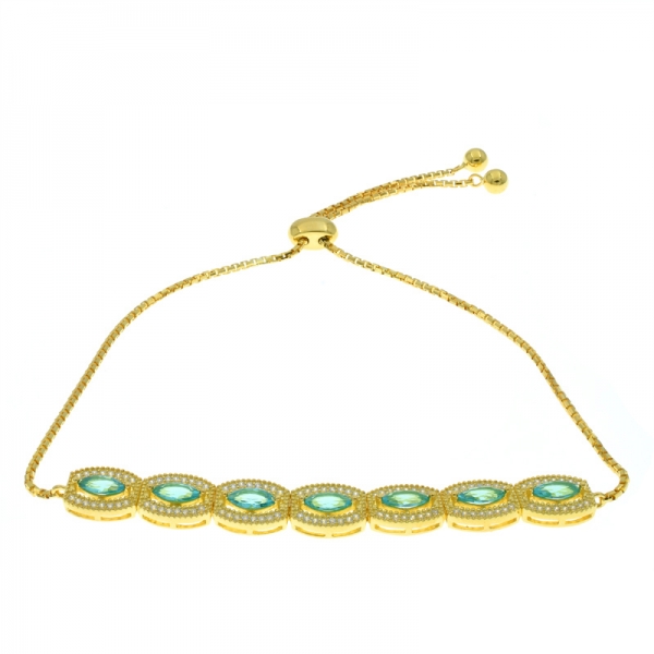 925 Sterling Silver Bar Bolo Bracelet With Paraiba YAG 