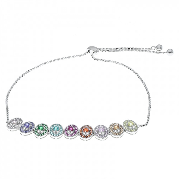 China 925 Sterling Silver Bolo Bracelet With Multicolor Stones 