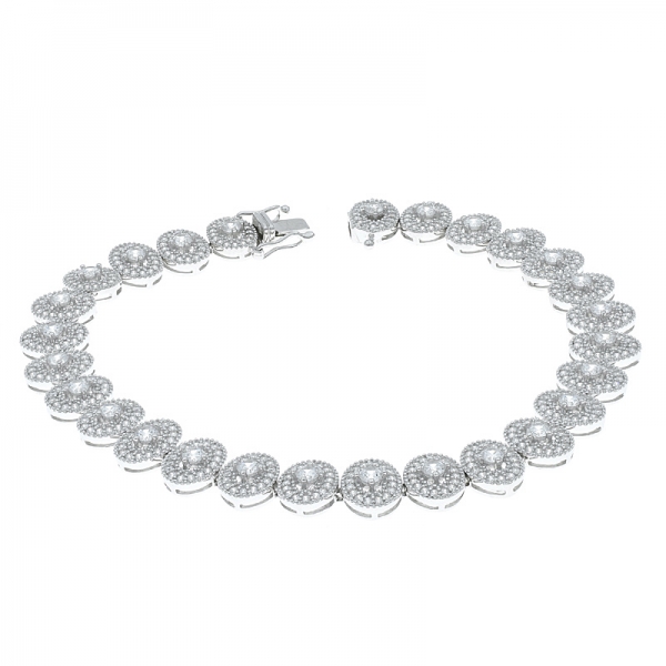 China 925 Sterling Silver Halo Round Shape Bracelet 