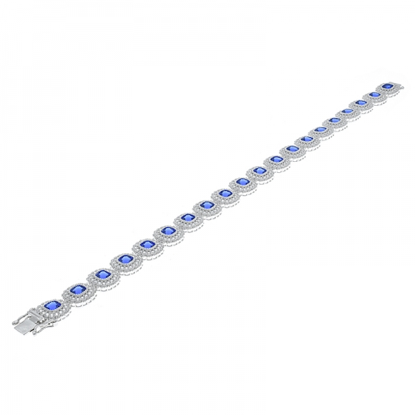 China 925 Sterling Silver Cushion Blue Nano Bracelet 