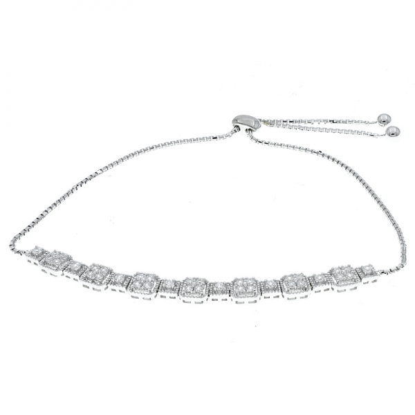 China 925 Sterling Silver Square Bolo Bracelet 