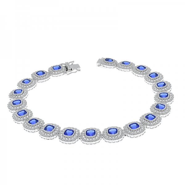 China 925 Sterling Silver Cushion Blue Nano Bracelet 