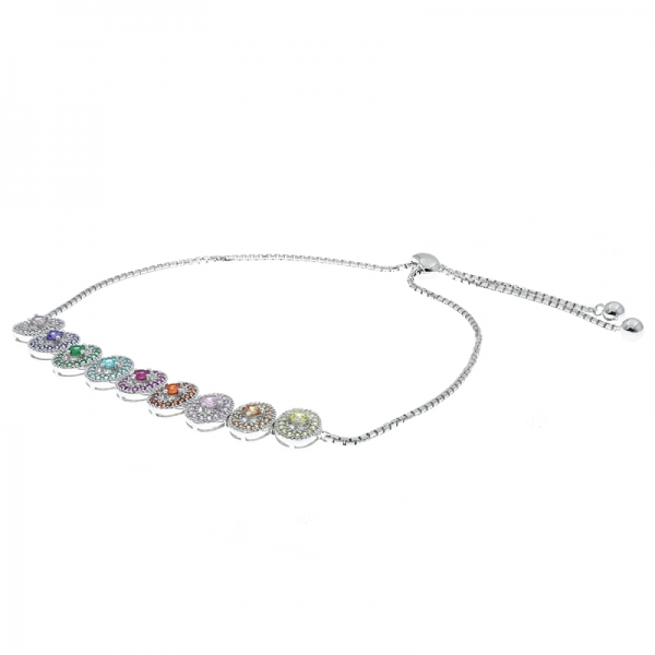 China 925 Sterling Silver Bolo Bracelet With Multicolor Stones 