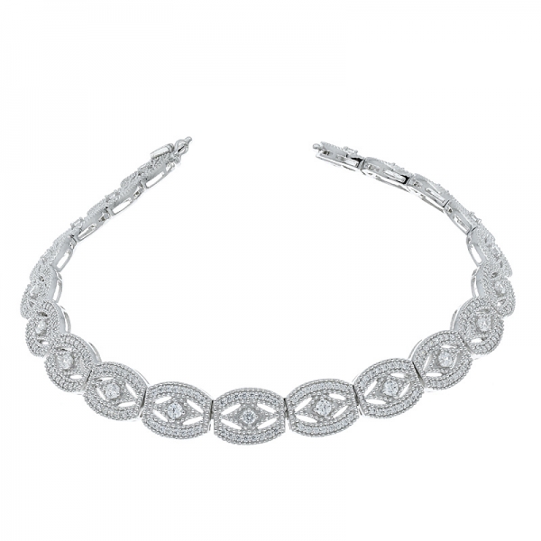 China 925 Sterling Silver White CZ Jewelry Bracelet 