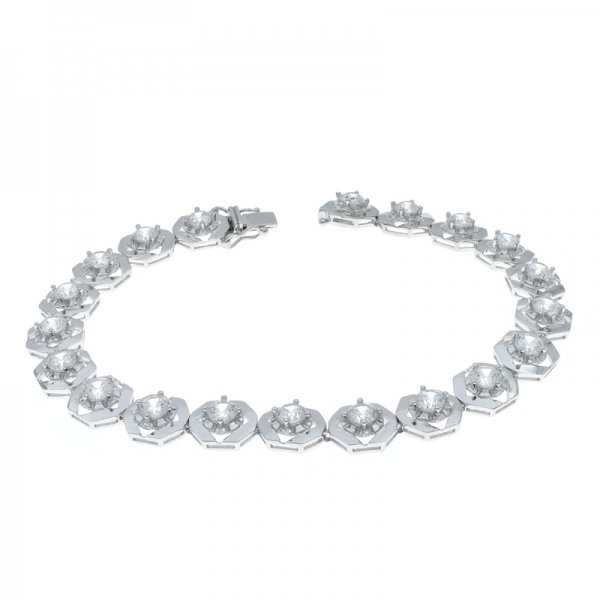 China 925 Sterling Silver Bracelet Jewelry With White CZ 