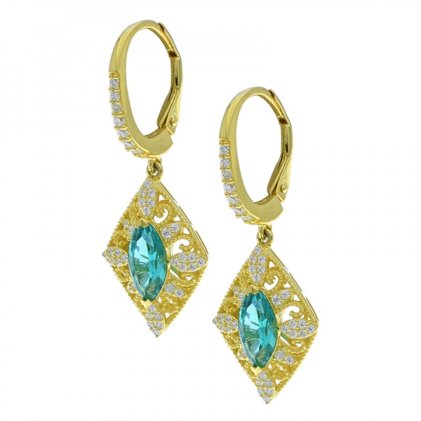 China 925 Silver Paraiba Filigree Earrings For Ladies 