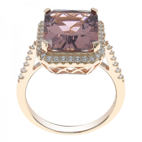 China 925 Silver Halo Ring With Princess Cut Morganite Nano 