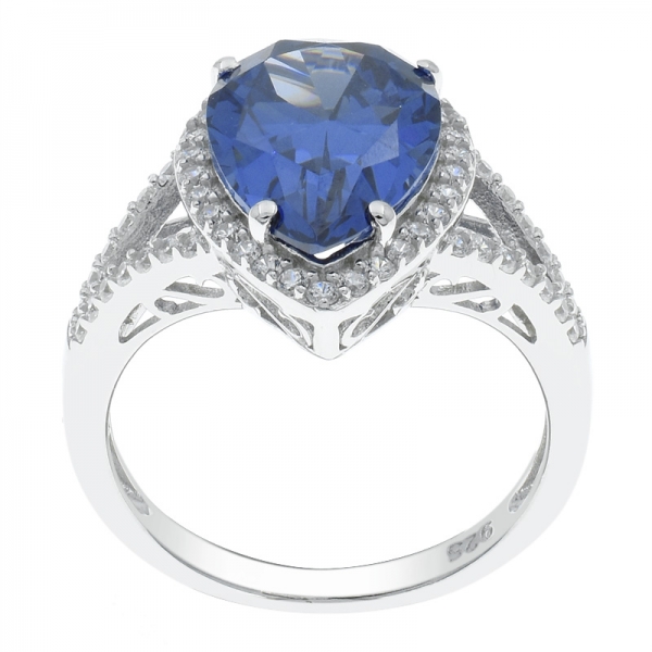 China 925 Sterling Silver Pear Shape Tanzanite CZ Jewerly Ring 