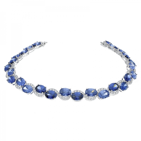 925 Sterling Silver Tanzanite CZ Jewelry Bracelet For Ladies 