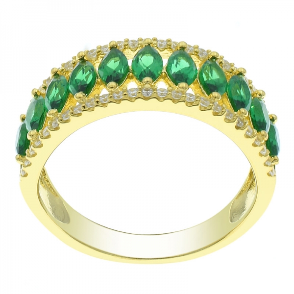 China 925 Sterling Silver Marquise Green Nano Half Circle Ring 