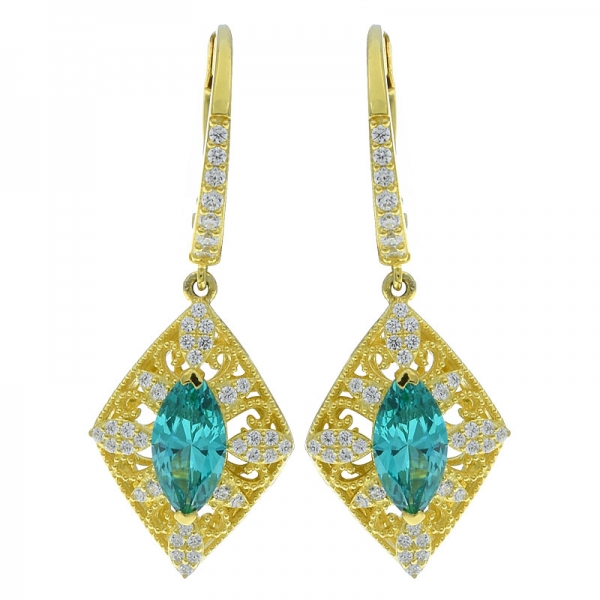 China 925 Silver Paraiba Filigree Earrings For Ladies 