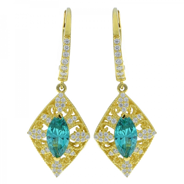 China 925 Silver Paraiba Filigree Earrings For Ladies 