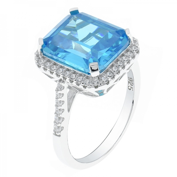 China 925 Silver Halo Ring With Princess Cut Morganite Nano 