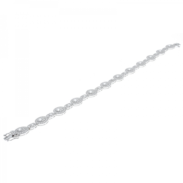 China 925 Sterling Silver Alternating White CZ Jewelry Bracelet 