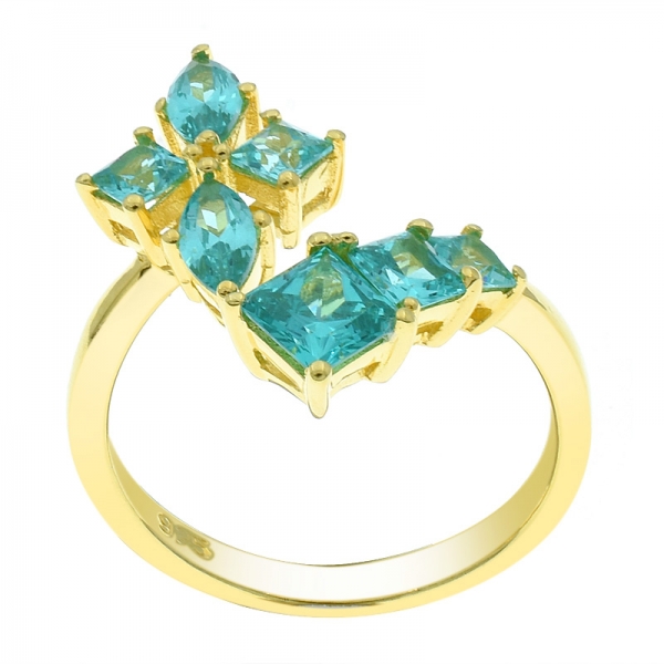 China 925 Sterling Silver Paraiba Leaf Ring 