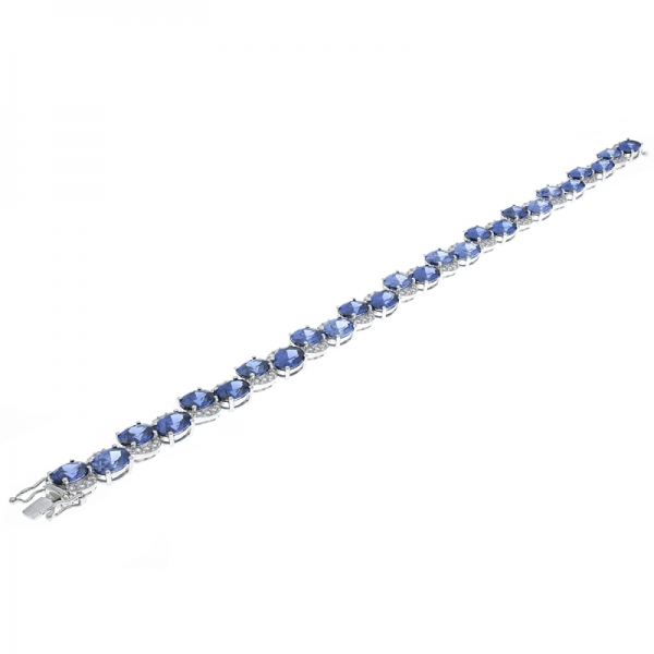 925 Sterling Silver Tanzanite CZ Jewelry Bracelet For Ladies 