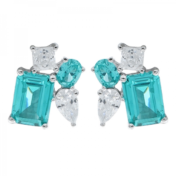 China 925 Sterling Silver Paraiba Stud Earrings 