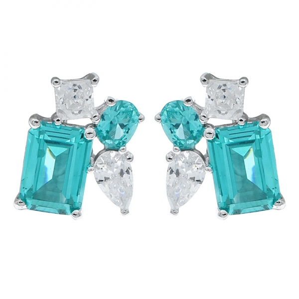 China 925 Sterling Silver Paraiba Stud Earrings 