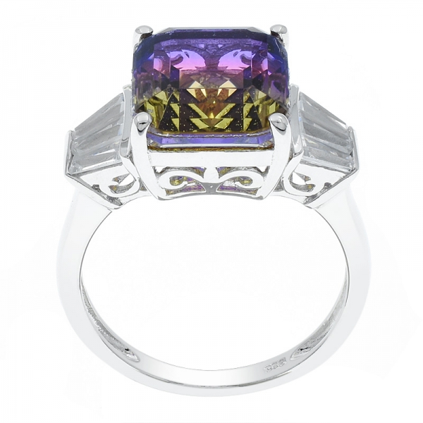 925 Sterling Silver Emerald Cut Ametrine Ring Making Supplies 