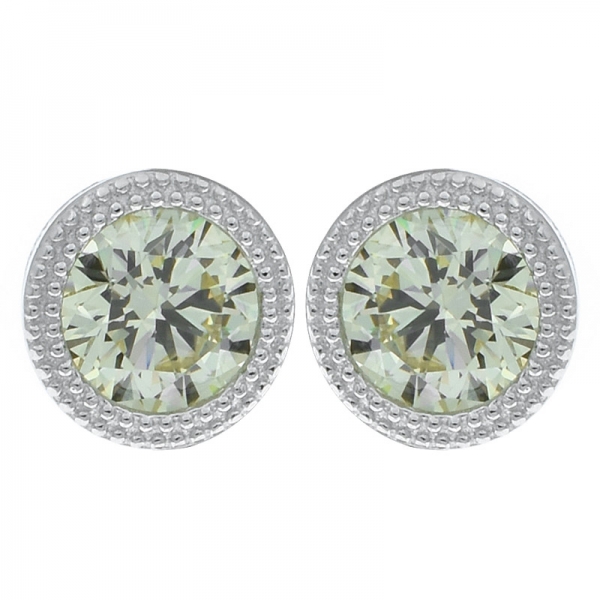 China 925 Sterling Silver Diamond Yellow CZ Earrings 
