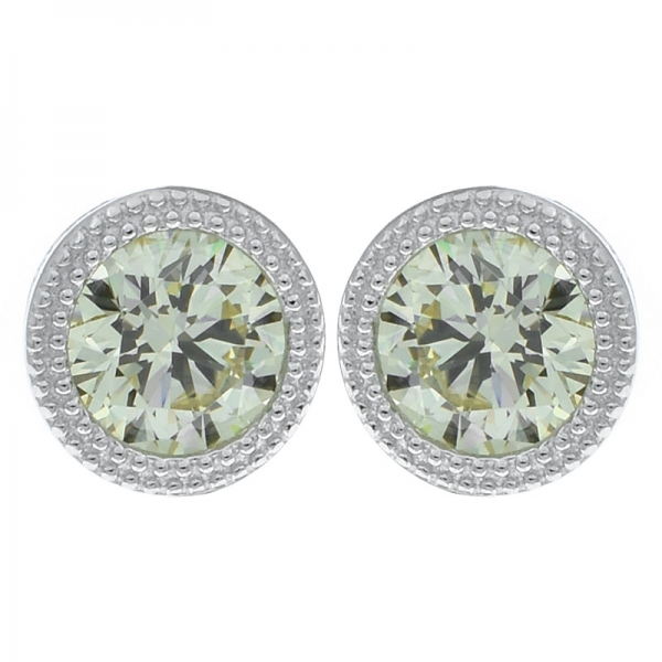 China 925 Sterling Silver Diamond Yellow CZ Earrings 