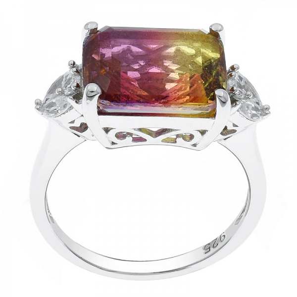 925 Sterling Silver Princess Cut Ametrine Ring Making Supplies 